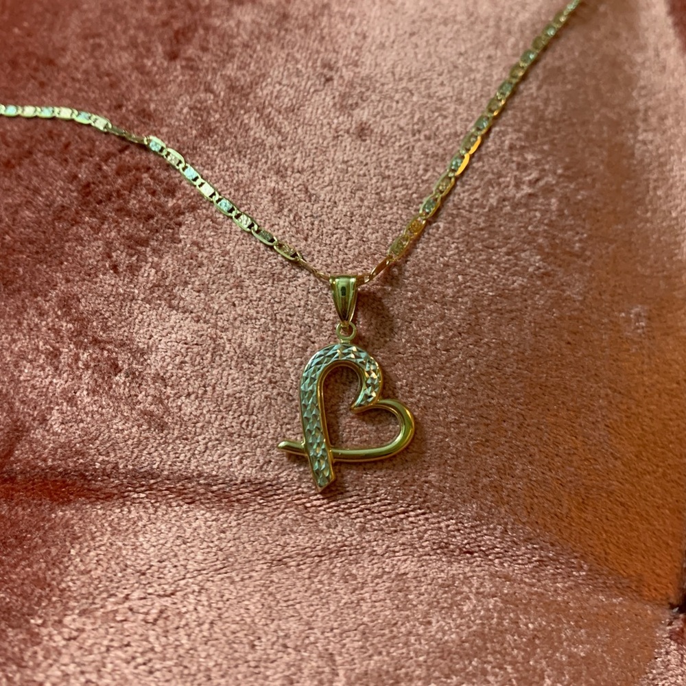 Yellow and White 14k gold heart PENDANT